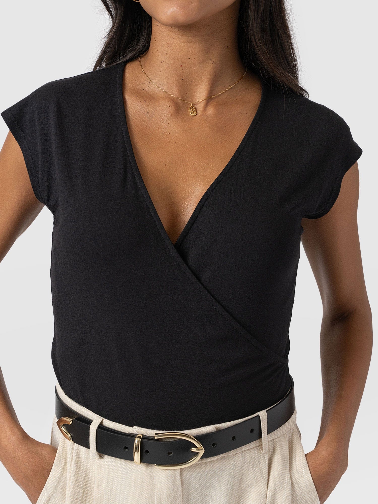 Rosa Wrap Tee Black - Women's T-shirts | Saint + Sofia® USA